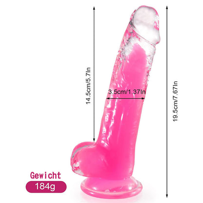 Leuchtfähiger Dildo mit starkem Saugnapf, geeignet für Männer und Frauen.