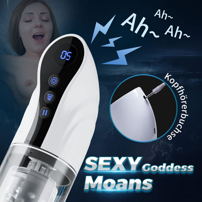 【Neue】9 Saugen&Schieben&Drehen LCD-Masturbator Cup mit Sprachfunktion