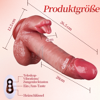 VERBESSERT 26,5 cm längerer, leckender, wärmender, stoßender, schaukelnder, lebensechter Dildo