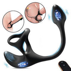 【Free  lub!】Anal Plug kugelförmiger Vibrationsstimulator mit Penisringe