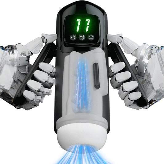 Phantom - 7 Saugungen 7 Vibrationen  Doppelgriffe  Grobe Granulat-Kanaltextur  Männer-Masturbator