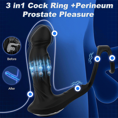 Asura App-gesteuertes Wackel- und Klopf-Prostatamassagegerät mit zwei Penisringen