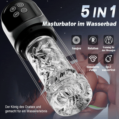 7 Saugen Dual-Temperatur SPA Boner Enlarger 7 Rotierende 360° Massage Masturbator