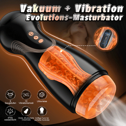 Evolution-8 Sucking 10 Vibrating One Touch Orgasm Digital Vacuum Masturbator