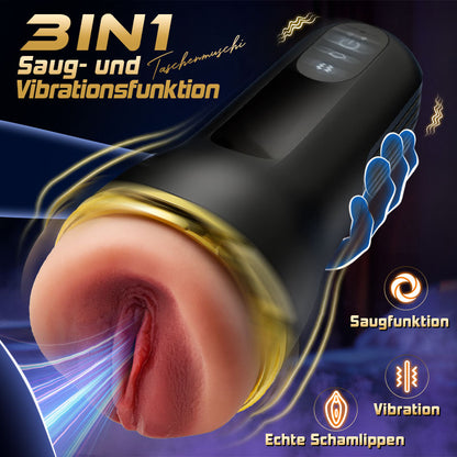 Captain - Realistische Saug- & Vibrationsfunktion, enges Gefühl, verschiedene Empfindungen, automatischer Masturbator für Männer