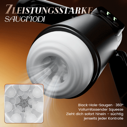 Phantom - 7 Saugungen 7 Vibrationen  Doppelgriffe  Grobe Granulat-Kanaltextur  Männer-Masturbator
