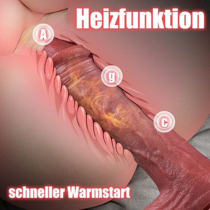 Jazz——9-Frequenz-Vibration + 3-Frequenz-Teleskopdildo, super-simulierte Eichel und Hoden, beheizbar