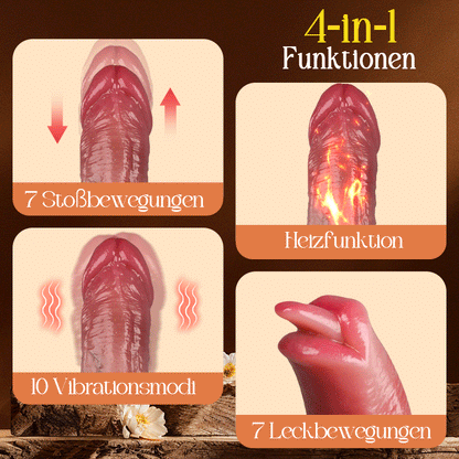 LickMax - VERBESSERT 26,5 cm längerer, leckender, wärmender, stoßender, schaukelnder, lebensechter Dildo