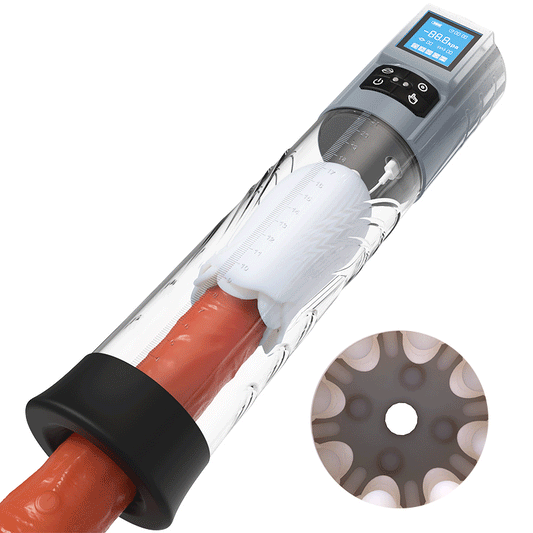Penispumpe mit 10 Vibrations- und 6 Saugmodi, Penisverlängerung für Männer