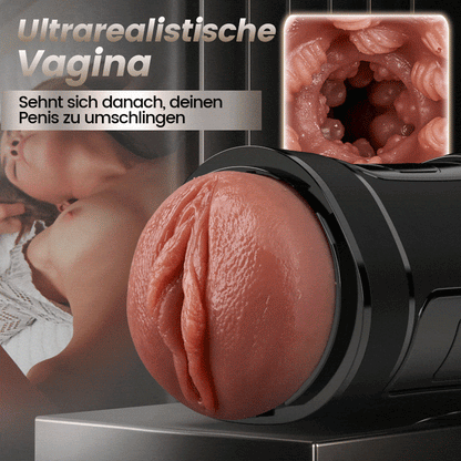 Challenger - 10 Vibrationen, 5 Saugungen, Ultra-Realistische Vagina, Simulierter Masturbator