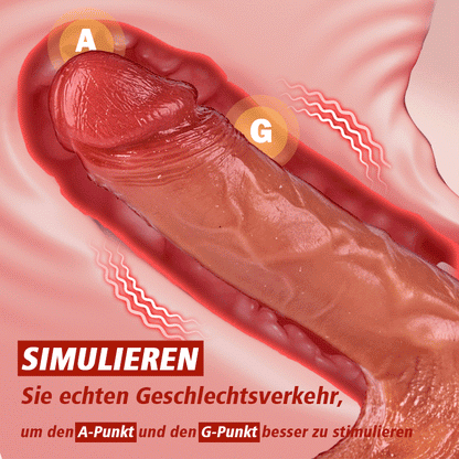 Realistischer Penis mit simulierter Ejakulation, 10-Frequenz-Vibrationsfunktion, mit Saugnapf