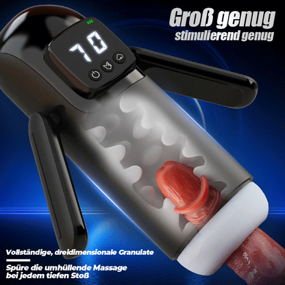 Phantom - 7 Saugungen 7 Vibrationen  Doppelgriffe  Grobe Granulat-Kanaltextur  Männer-Masturbator