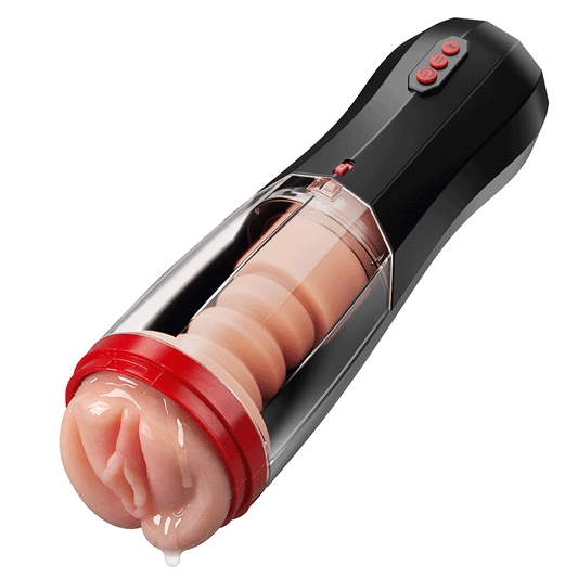 【Everted Fleshy Labia】ROKA - 5-in-1 Multifunktionaler Masturbator 5 Stoßen Saugen, 10 Vibrations und Transparenten, Abnehmba