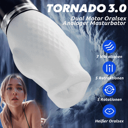 Tornado 3.0 - Dual Motor Oralsex Analoger Masturbator 7 Vibrationen 5 Retraktionen 5 Rotat