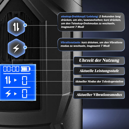 3-in-1 Teleskopischer, Rotierender, Vibrierender, elektrischer Masturbation Cup mit 7 Frequenzen