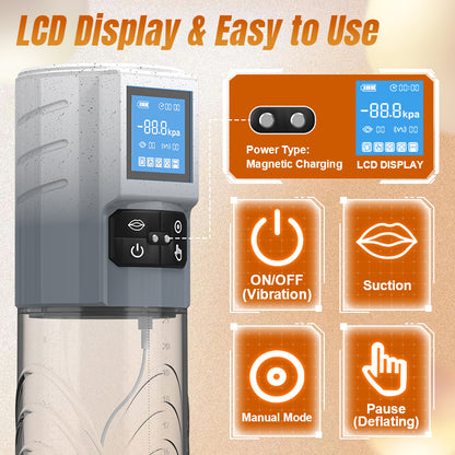 Penispumpe mit 10 Vibrations- und 6 Saugmodi, Penisverlängerung für Männer