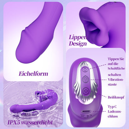 Isolde - Verbesserter mundförmiger 3-in-1-G-Punkt-Vibrator zum Flattern, Beißen und Zungenlecken