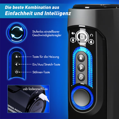 【+Free Lube!!】Leten-X9 IV Upgraded Retractable & Beheizte & Akustische Kombination Männlicher Masturbator