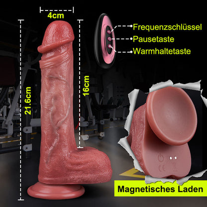 Jazz——9-Frequenz-Vibration + 3-Frequenz-Teleskopdildo, super-simulierte Eichel und Hoden, beheizbar