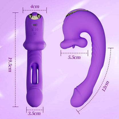 Isolde - Verbesserter mundförmiger 3-in-1-G-Punkt-Vibrator zum Flattern, Beißen und Zungenlecken