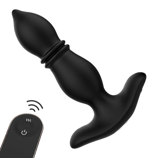 2 IN 1 Prostata Analplug 9 Stoßmodi 9 Vibrationsmodi 14,5cm Schwarz