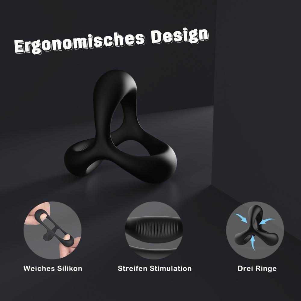 Penisringe drei Ringe Schwarz Härter Länger Größer - acmejoy-de
