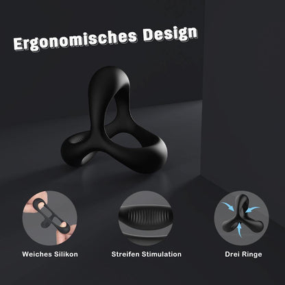 Penisringe drei Ringe Schwarz Härter Länger Größer - acmejoy-de